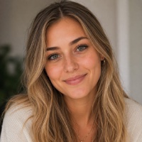 Eine junge Frau mit langem blonden Haar blickt freundlich in die Kamera und repräsentiert das Favorent-Team für Ferienhausverwaltung.